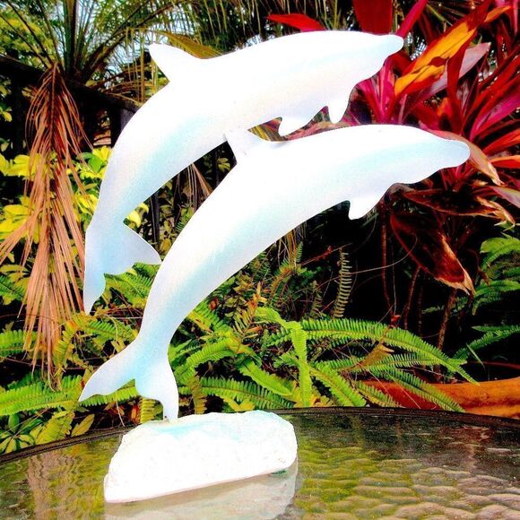 White & Aqual Metal Dolphin Decor - Picture 2 of 5